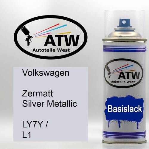 Volkswagen, Zermatt Silver Metallic, LY7Y / L1: 400ml Sprühdose, von ATW Autoteile West.